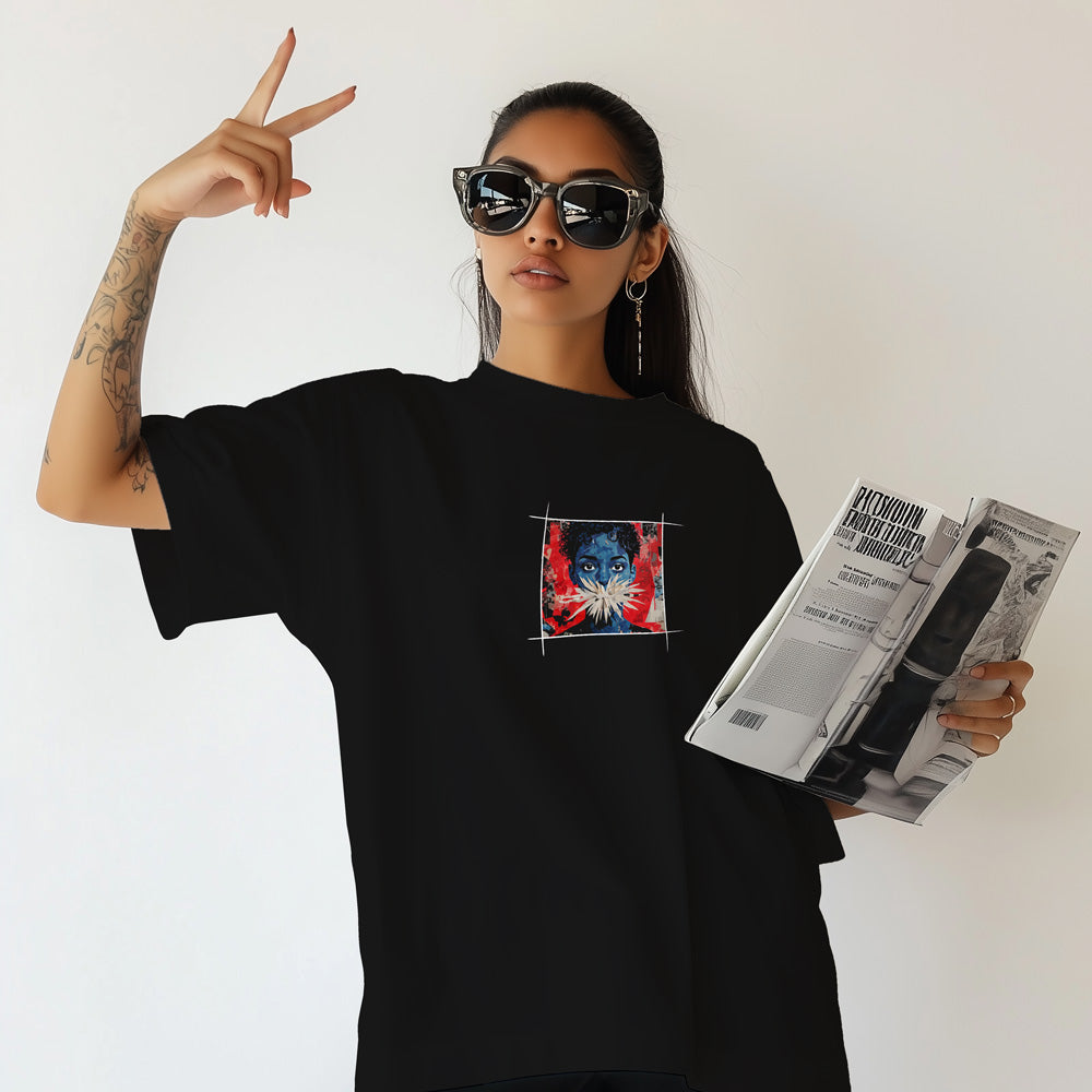 Unisex Art Oversized Heavy T-Shirt Black