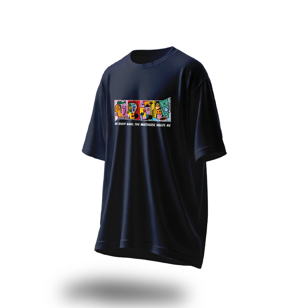 Unisex Multiverse Needs Me Oversized T-Shirt Navy Blue