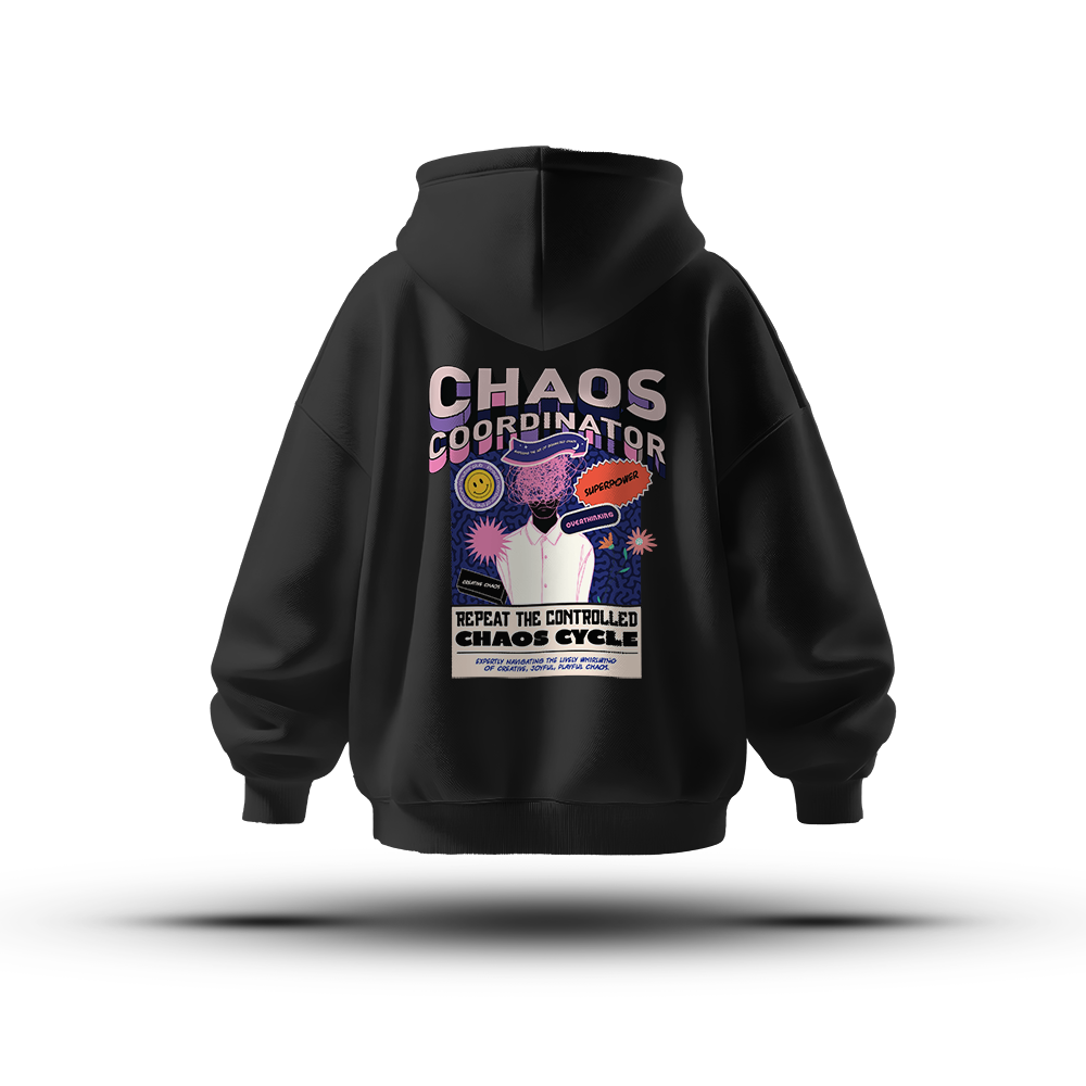 Unisex Chaos Cordinator Oversized Heavy Hoodie Black