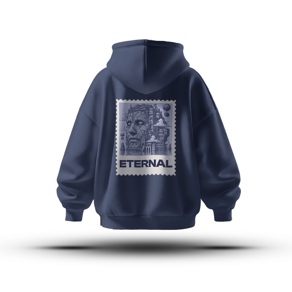 Unisex Eternal Oversized Heavy Hoodie Navy Blue