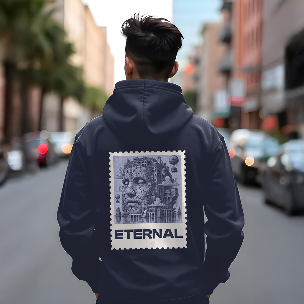 Unisex Eternal Oversized Heavy Hoodie Navy Blue