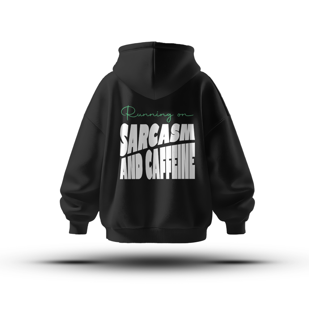 Unisex Sarcasm & Caffeine Oversized Heavy Hoodie Black
