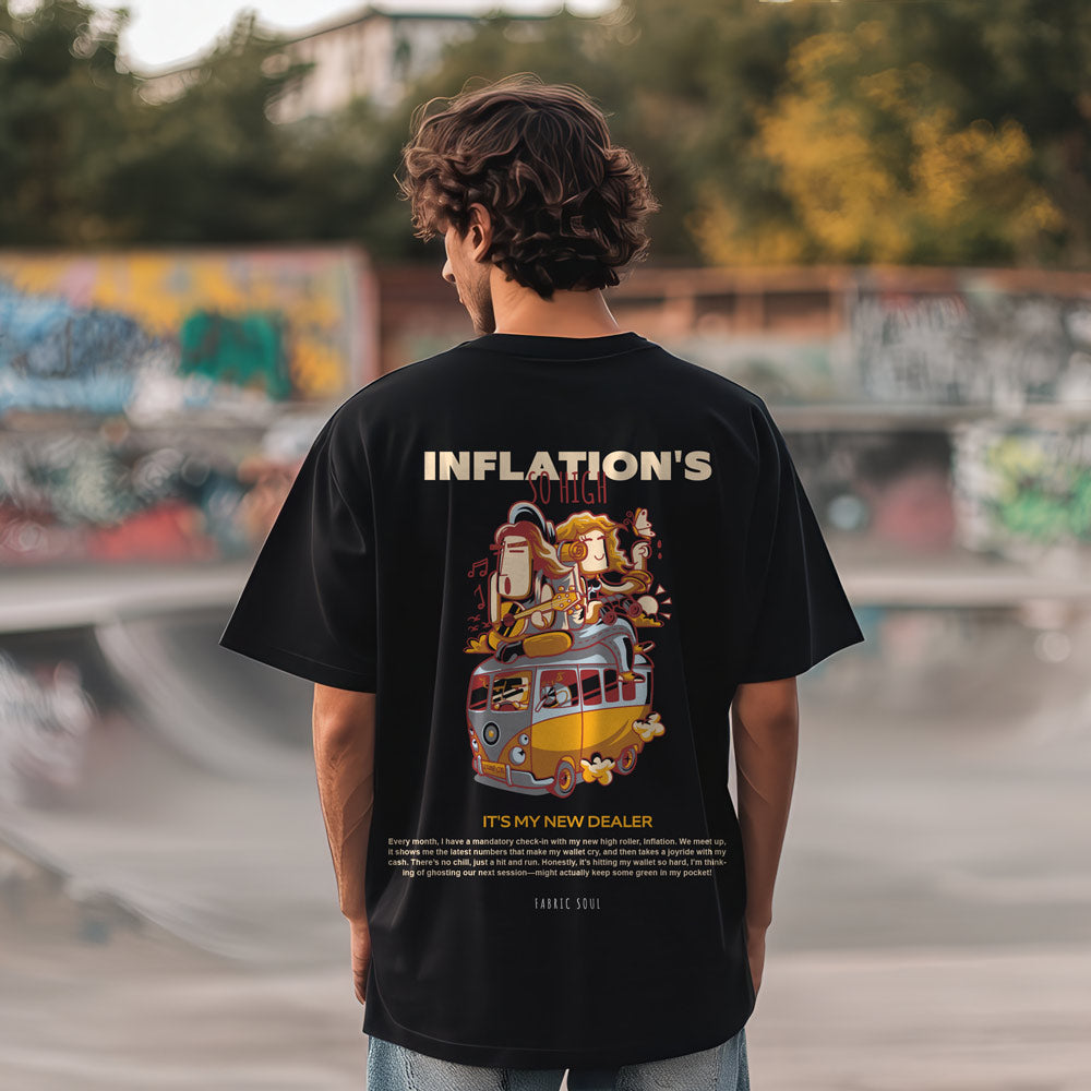 Unisex High on Inflation Oversized T-Shirt Black