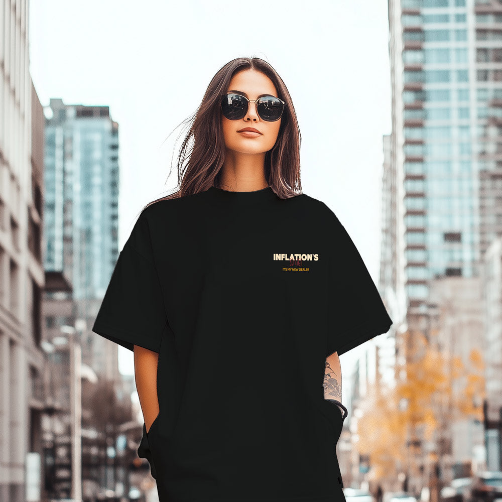 Unisex High on Inflation Oversized T-Shirt Black