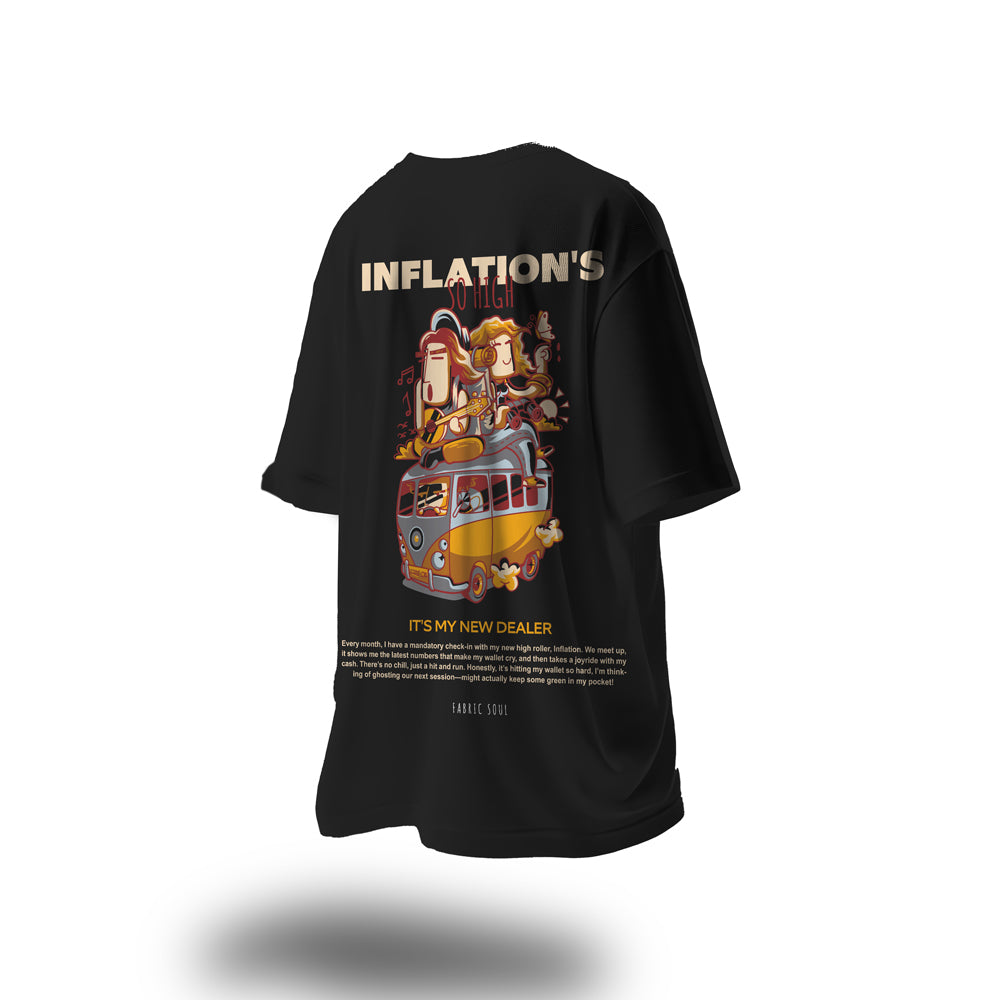 Unisex High on Inflation Oversized T-Shirt Black