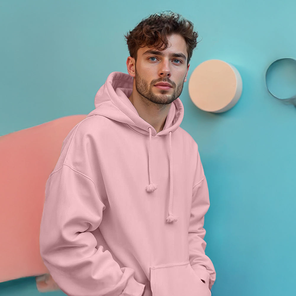 Unisex Light Baby Pink Oversized Heavy Hoodie