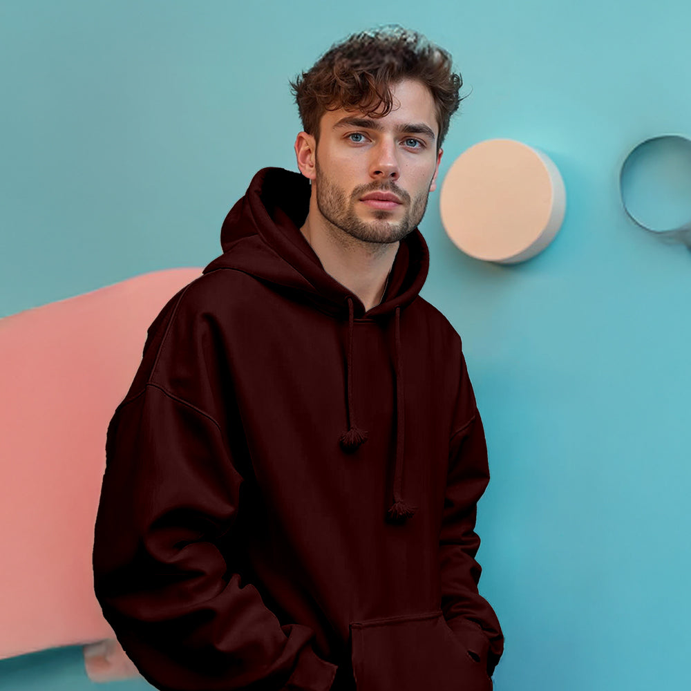 Unisex Maroon Oversized Heavy Hoodie