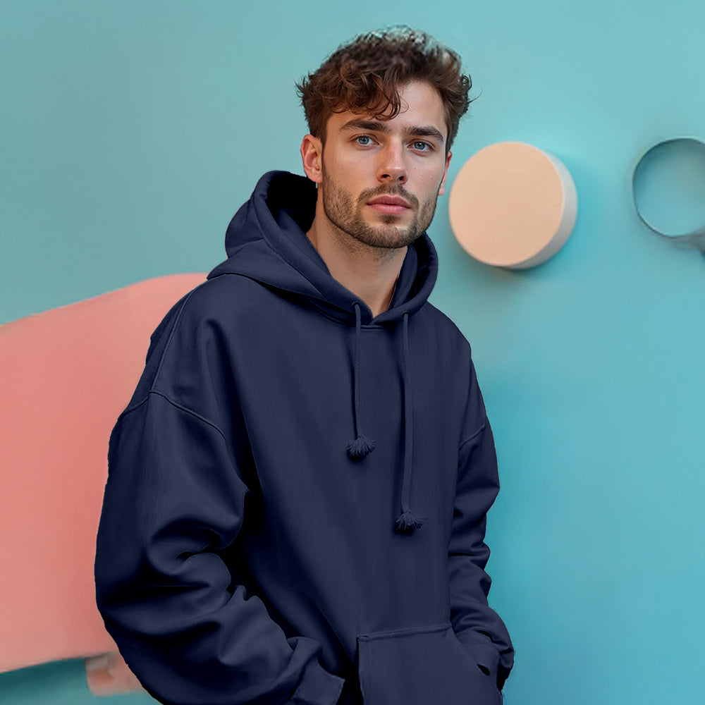 Unisex Navy Blue Oversized Heavy Hoodie