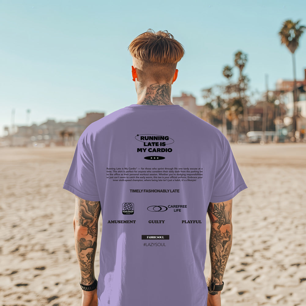 Running Late is my Cardio Oversized T-Shirt Lavender