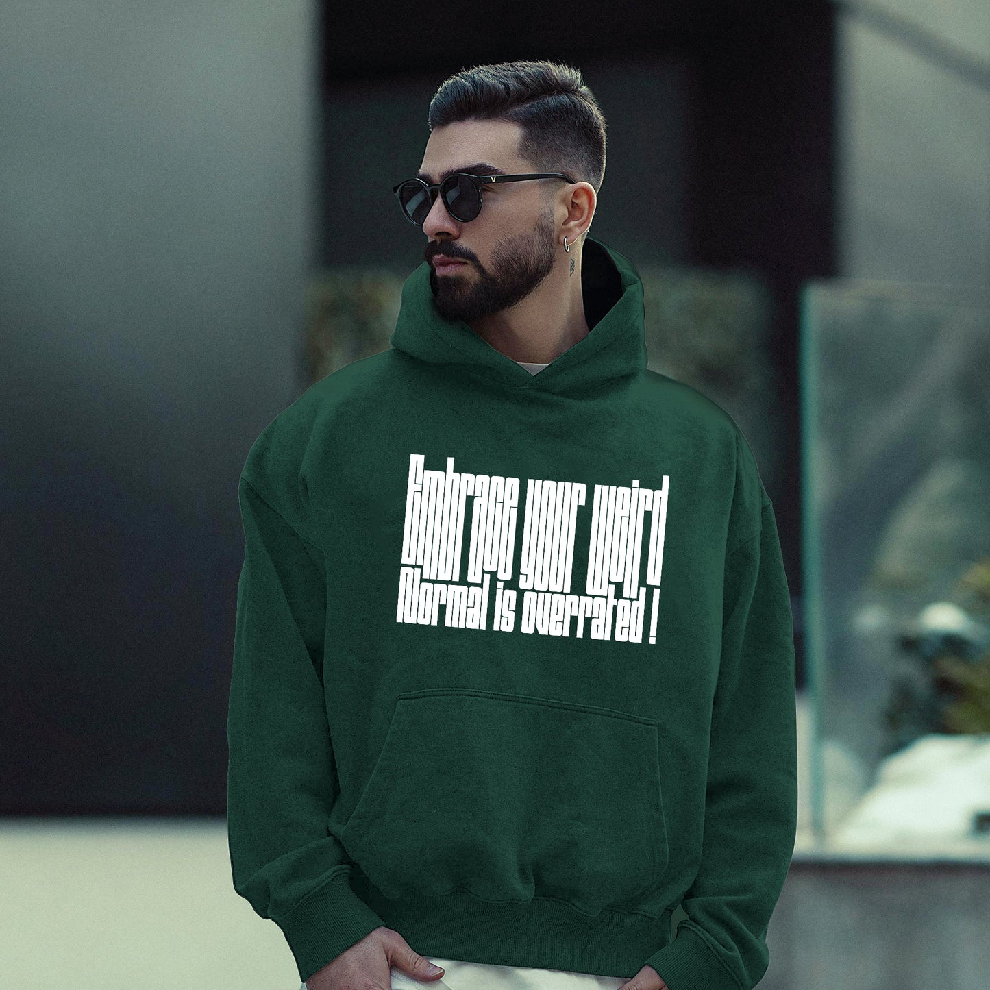 Weird Oversized Heavy Hoodie Green