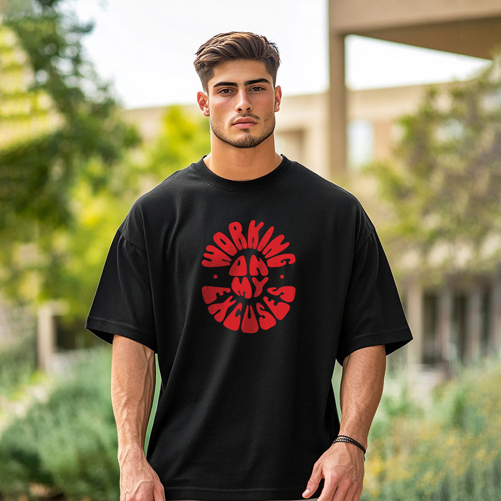 Working On My Excuses Oversized T-Shirt Black
