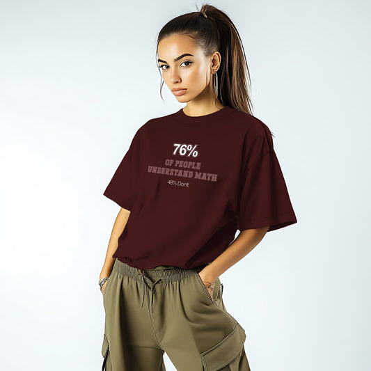 Unisex 76% People Puzzle Oversized T-Shirt Maroon