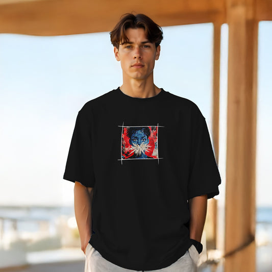 Unisex Art Oversized Heavy T-Shirt Black