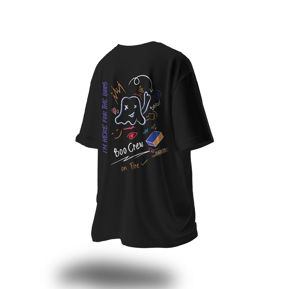 Unisex Boo Crew Oversized T-Shirt Black