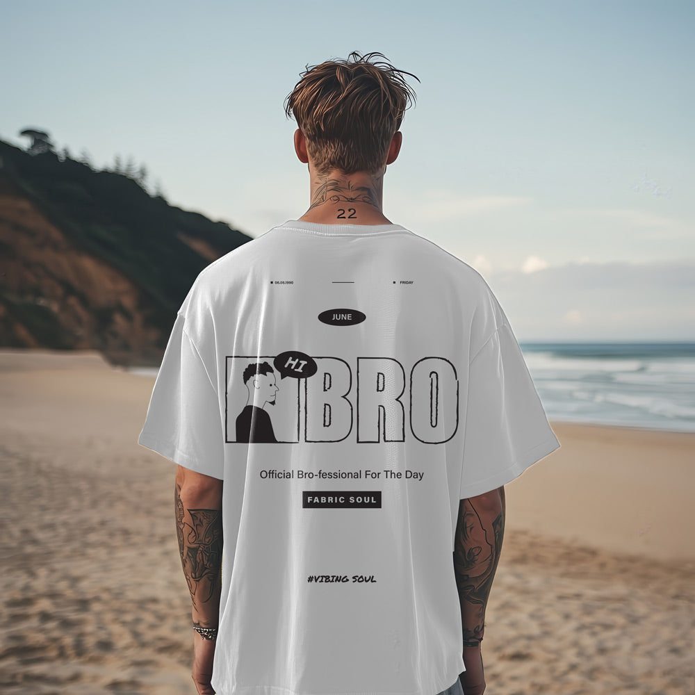 Unisex Bro Fessional Oversized Heavy T-Shirt White