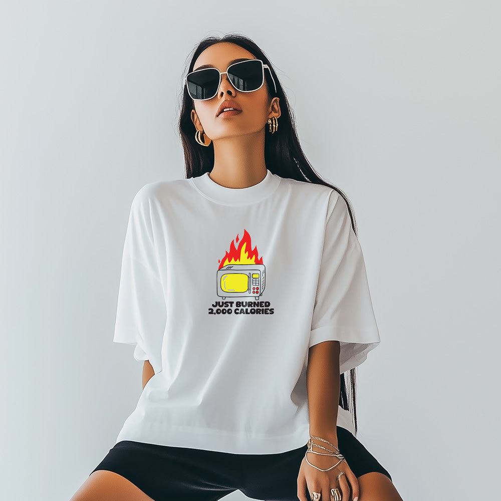 Unisex Burning Calories Oversized T-Shirts White
