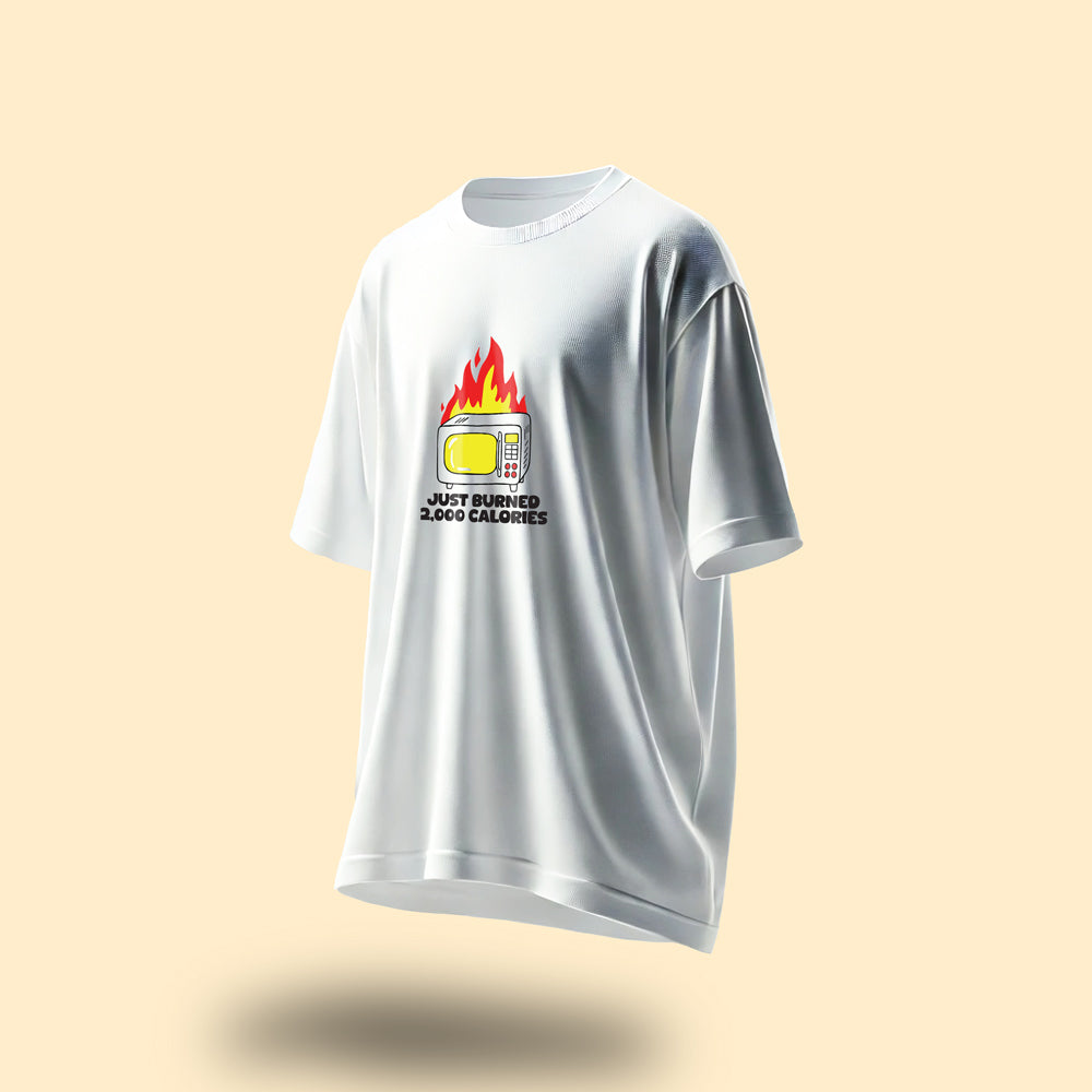 Unisex Burning Calories Oversized T-Shirts White