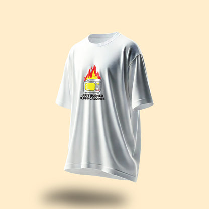 Unisex Burning Calories Oversized T-Shirts White