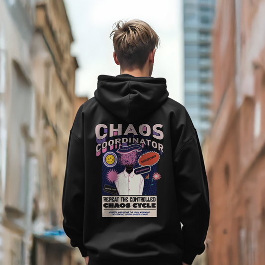 Unisex Chaos Cordinator Oversized Heavy Hoodie Black