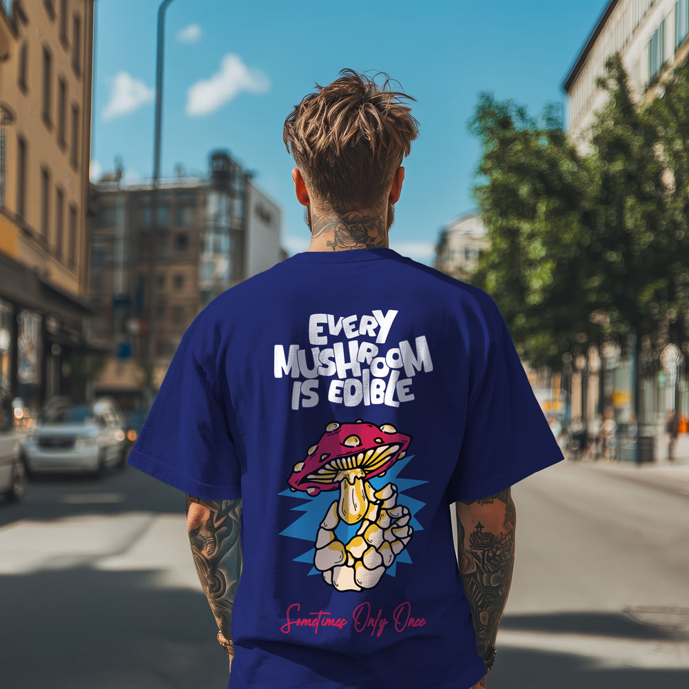 Unisex Edible Mushroom Oversized T-Shirt Royal Blue