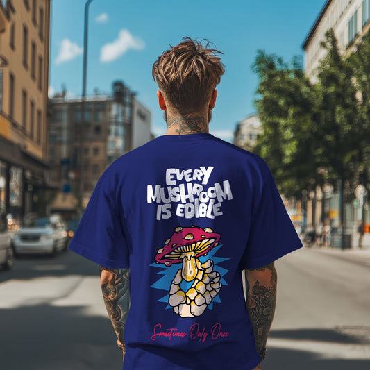 Unisex Edible Mushroom Oversized T-Shirt Royal Blue
