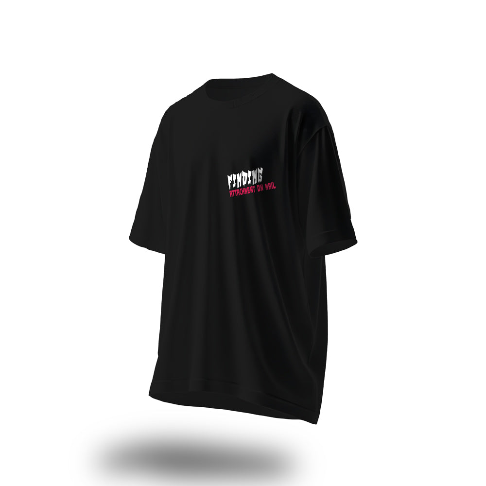 Unisex Finding Attachment on Mail Oversized T-Shirt Black