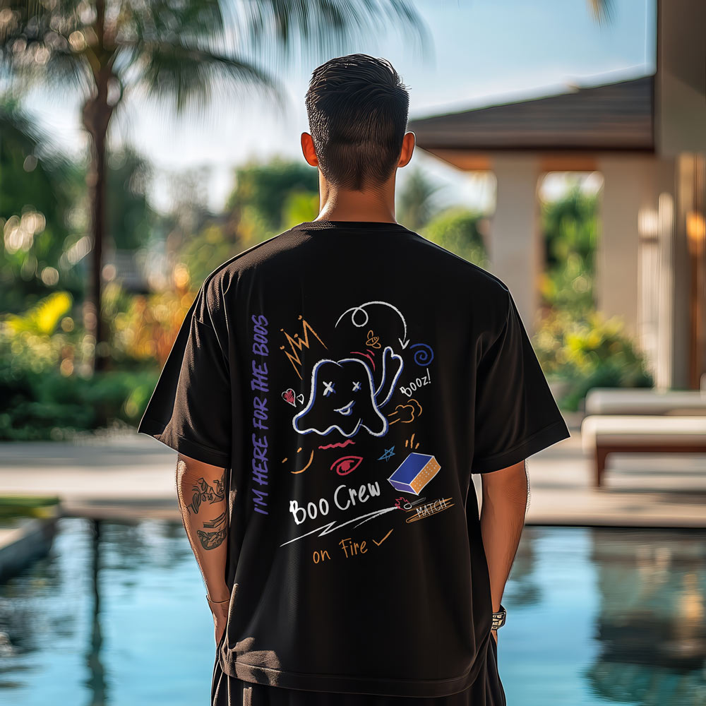 Unisex Boo Crew Oversized T-Shirt Black