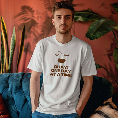 Unisex One Day at a time Regular Fit T-Shirt White