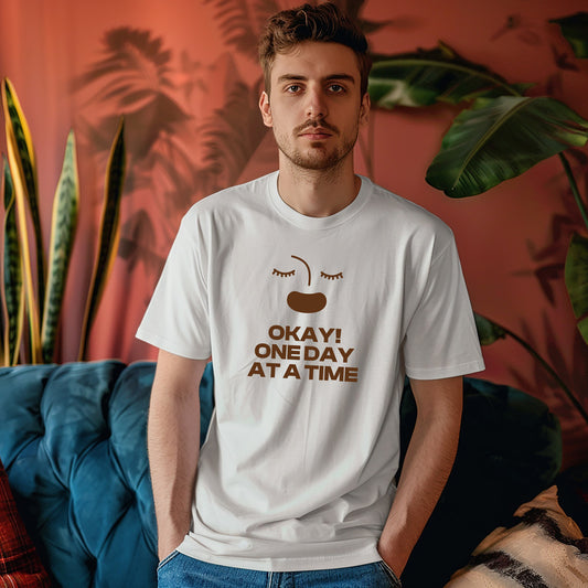 Unisex One Day at a time Regular Fit T-Shirt White