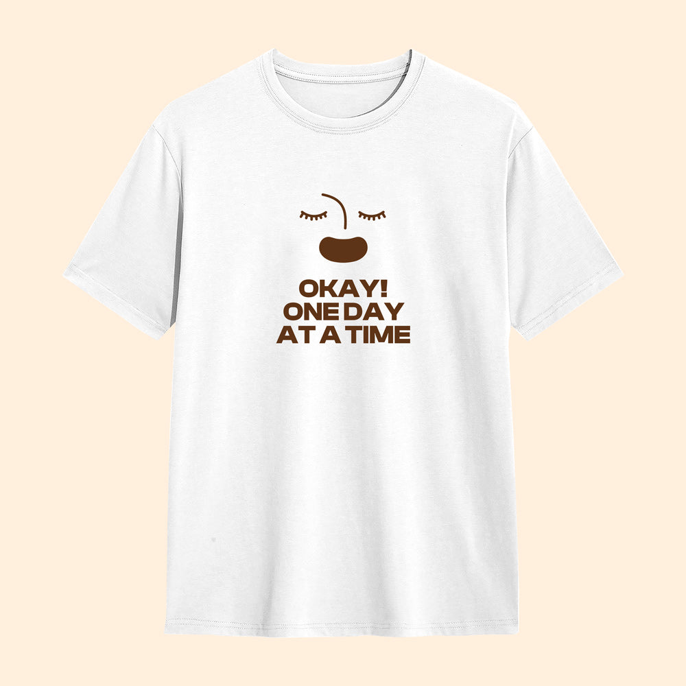 Unisex One Day at a time Regular Fit T-Shirt White