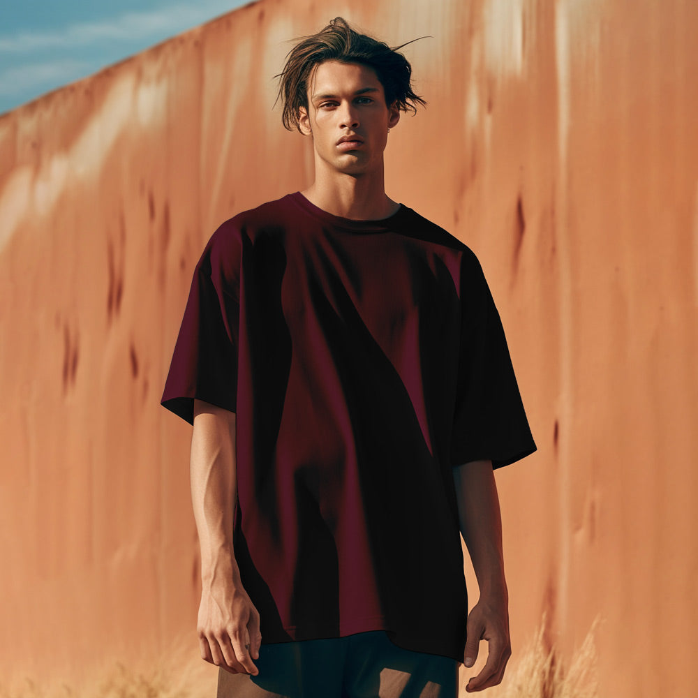 Unisex Maroon Oversized T-Shirt