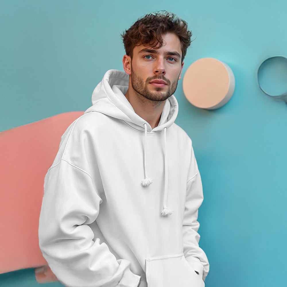 Unisex White Oversized Heavy Hoodie