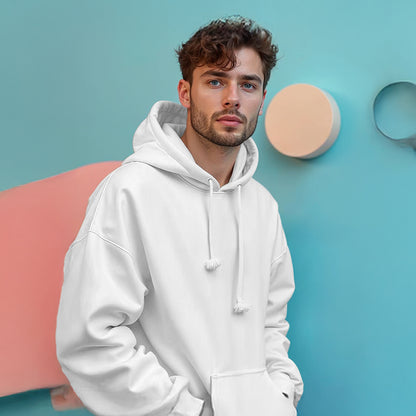 Unisex White Oversized Heavy Hoodie