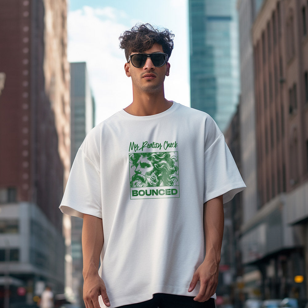 Unisex Reality Check Bounced Oversized Heavy T-Shirt White
