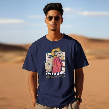 Unisex Tax is a Fine Oversized T-Shirt Navy Blue