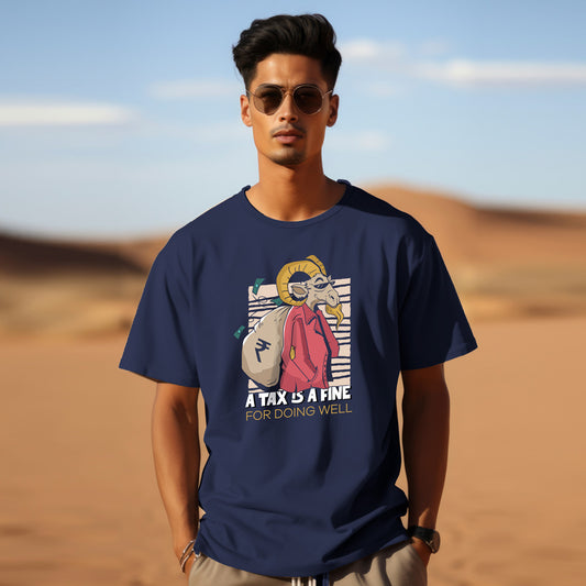 Unisex Tax is a Fine Oversized T-Shirt Navy Blue
